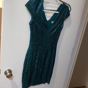 ZOE SEQUIN MINI DRESS emerald green